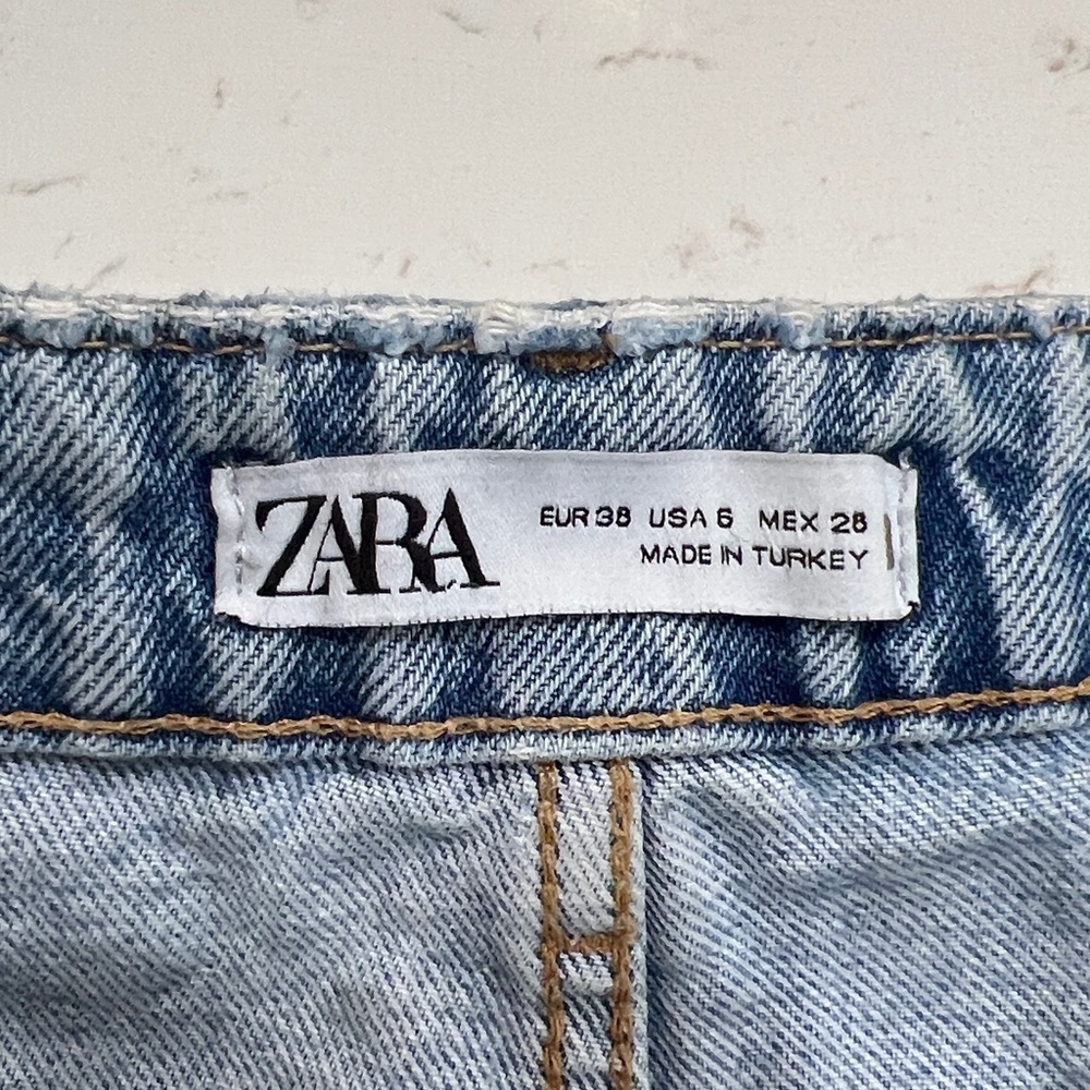 Zara Light Blue Distressed Denim Jeans Size 6 - Picture 10 of 11